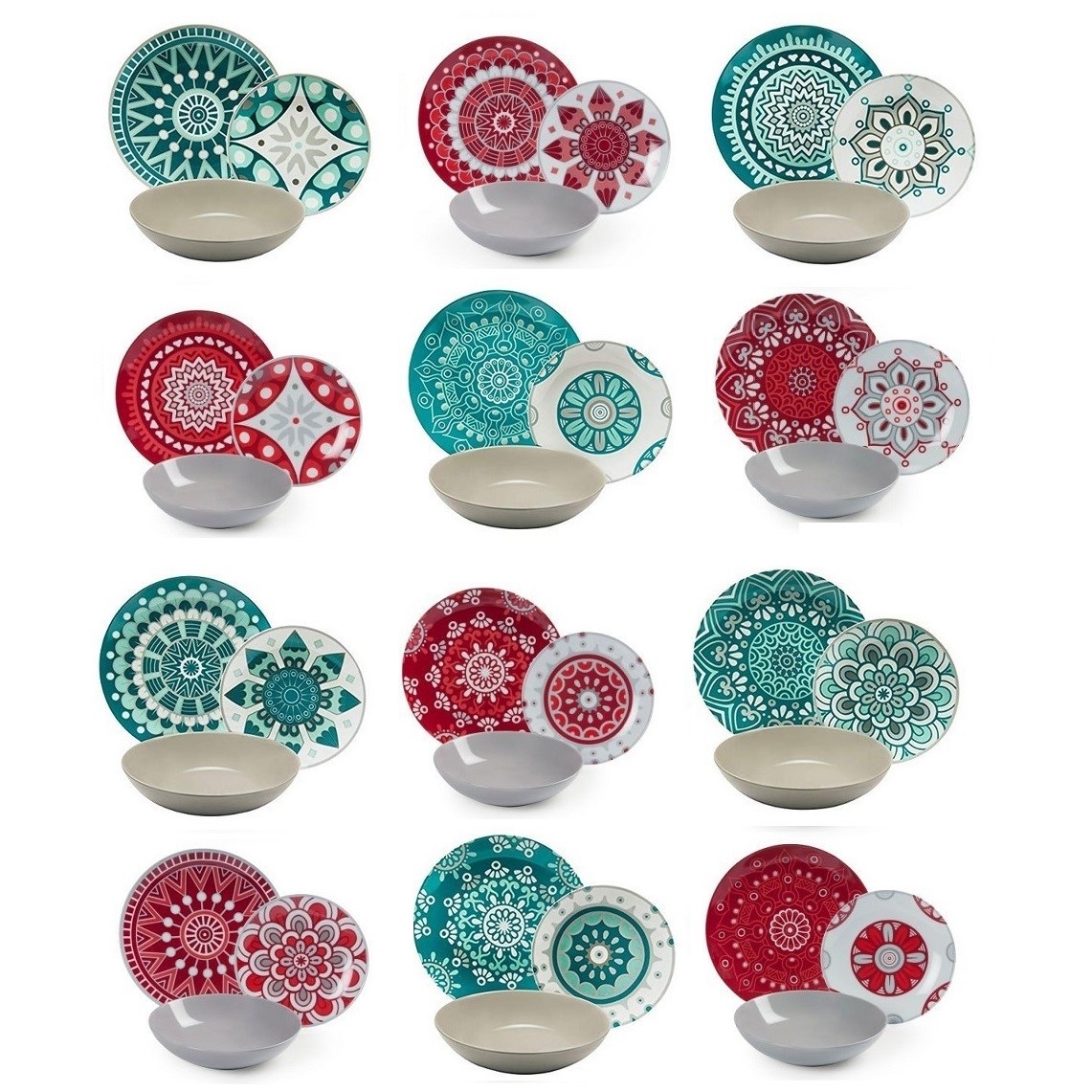 Acquista online Mediterranean Mandala Table Service, Porcelain, Multicoloured, 36 Units x 12 people Excelsa
